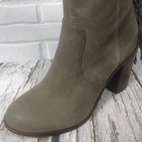 GIANNI BINI Fringe gray leather boots block heel - Picture 7 of 8